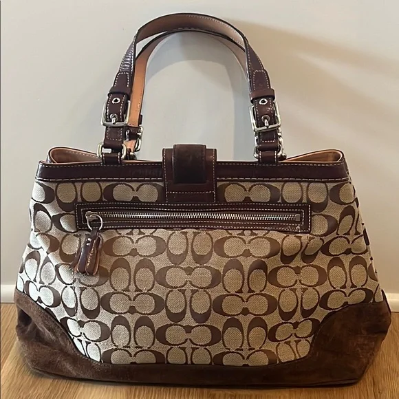 Coach Brown and Cream Signature Tote
